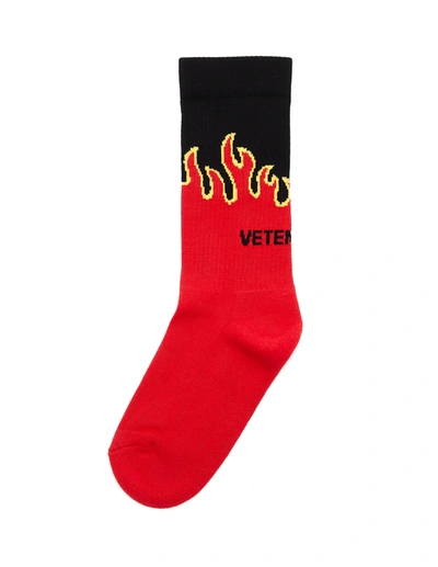 Shop Vetements Flame Cotton Socks In Multicolor