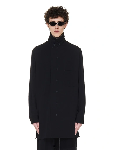 Shop Yohji Yamamoto High Collar Shirt In Black