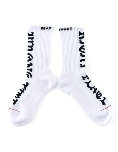 Shop Readymade Wrong Time White 3p Crew Socks