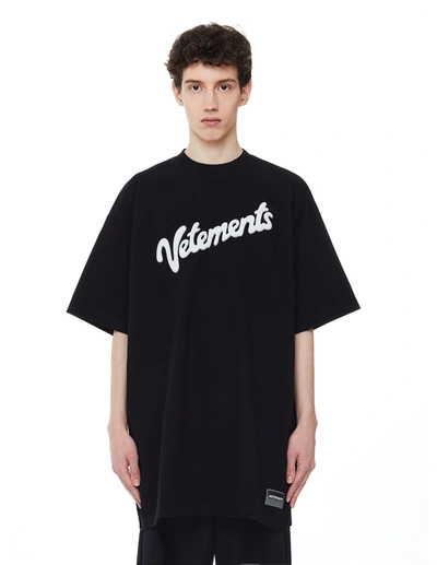 Shop Vetements Oversize Black Logo T-shirt