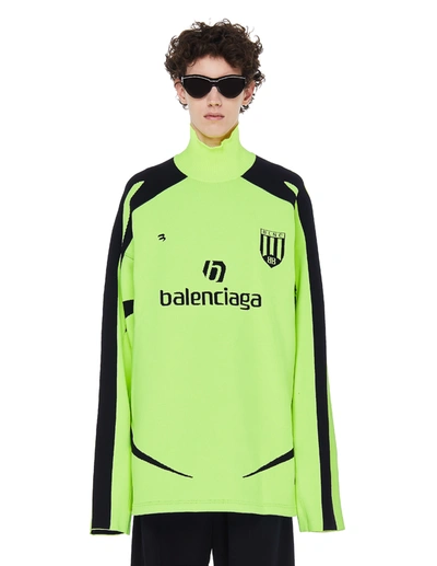Shop Balenciaga Soccer High-neck Sweater In Green