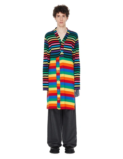 Shop Comme Des Garçons Homme Deux Asymmetric Striped Cardigan In Multicolor