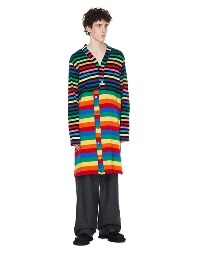 Shop Comme Des Garçons Homme Deux Asymmetric Striped Cardigan In Multicolor