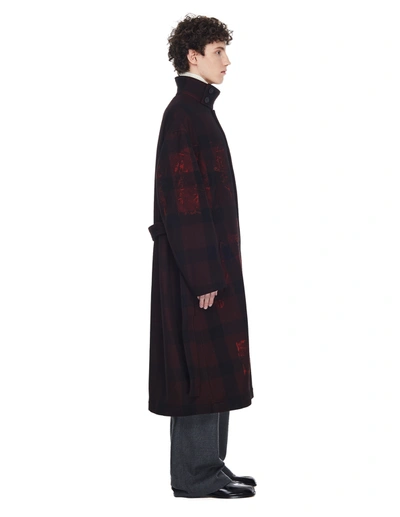 Shop Yohji Yamamoto Checked Printed Coat In Red