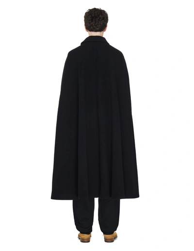 Shop Yohji Yamamoto Black Wool Poncho