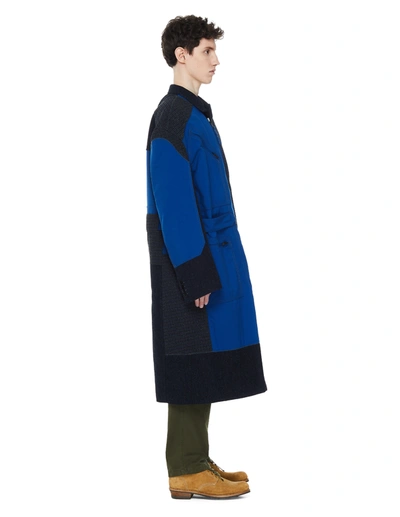Shop Junya Watanabe Mixed Campagnolo Patched Coat In Navy Blue