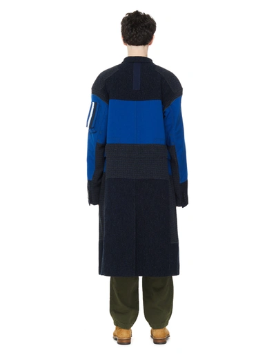Shop Junya Watanabe Mixed Campagnolo Patched Coat In Navy Blue