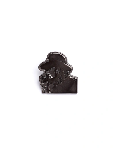 Shop Yohji Yamamoto Pin With Smoking Yohji's Profile In Grey