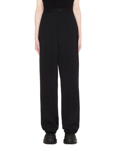 Shop Balenciaga Black Wool Straight Trousers