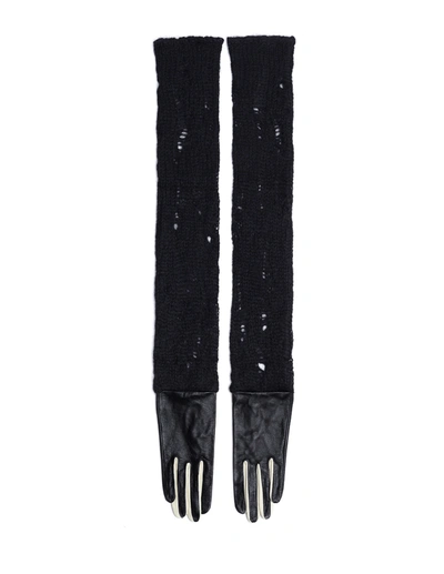 Shop Yohji Yamamoto Long Knitted Gloves In Black