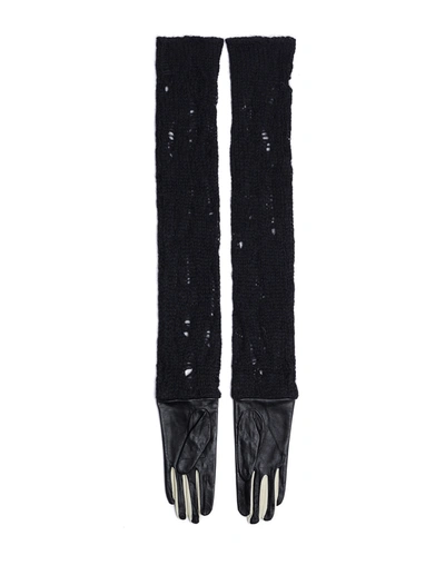 Shop Yohji Yamamoto Long Knitted Gloves In Black