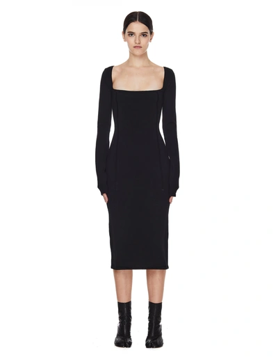 Shop Ann Demeulemeester Black Wool Elongated Dress