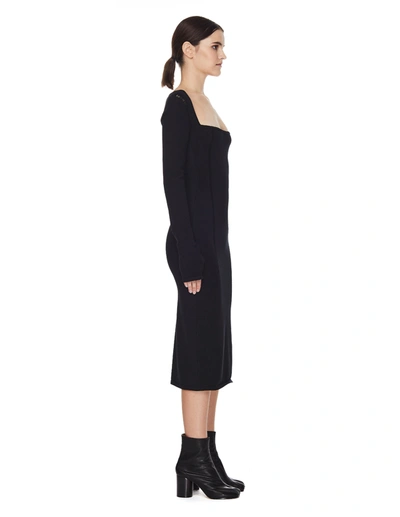Shop Ann Demeulemeester Black Wool Elongated Dress