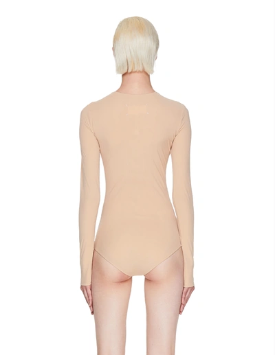 Shop Maison Margiela Beige Longsleeve Bodysuit