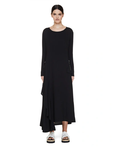 Shop Yohji Yamamoto Dress With Asymmetric Hem In Black