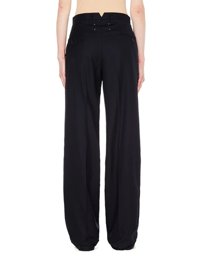 Shop Maison Margiela Navy Blue Trousers