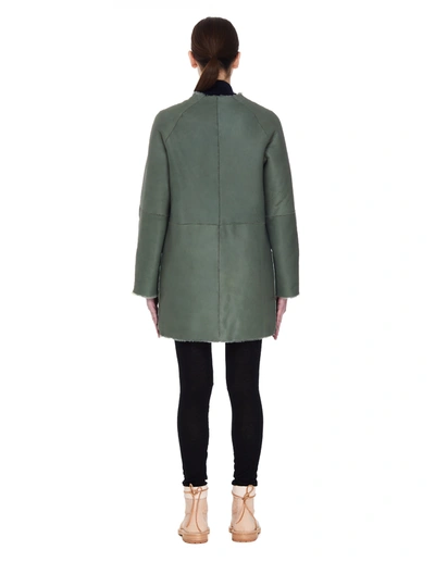 Y's Green Shearling Coat In Green