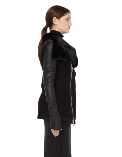 Shop Hun Rick Owens Mink Fur Reversible Jacket In Black