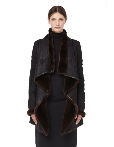 Shop Hun Rick Owens Double-faced Mink Fur Coat In Black