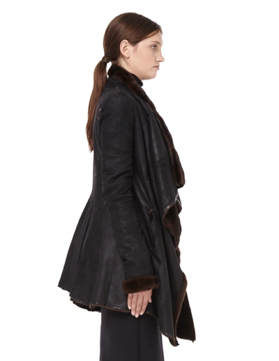 Hun Rick Owens Double-faced Mink Fur Coat In Black