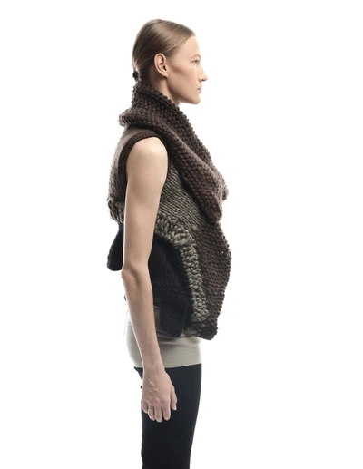 Hun Rick Owens Wool Knitted Vest In Brown