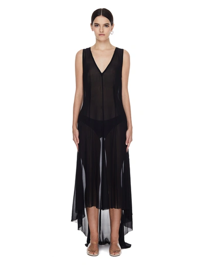Shop Ann Demeulemeester Translucent Elongated Black Dress