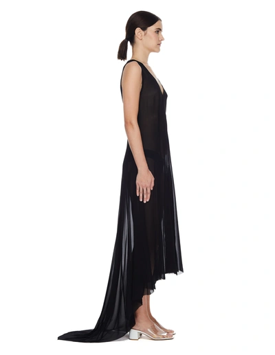 Shop Ann Demeulemeester Translucent Elongated Black Dress