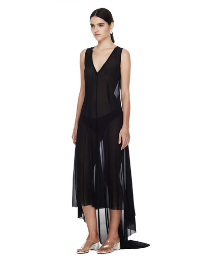 Shop Ann Demeulemeester Translucent Elongated Black Dress