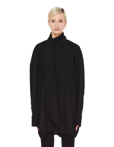Shop Balenciaga Black Tuxedo Scarf Shirt