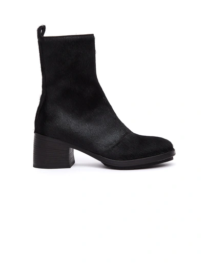 Shop Ann Demeulemeester Pony Hair Ankle Boots In Black