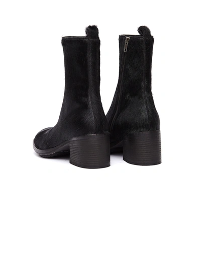 Shop Ann Demeulemeester Pony Hair Ankle Boots In Black