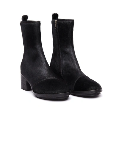 Ann Demeulemeester Pony Hair Boots In Black