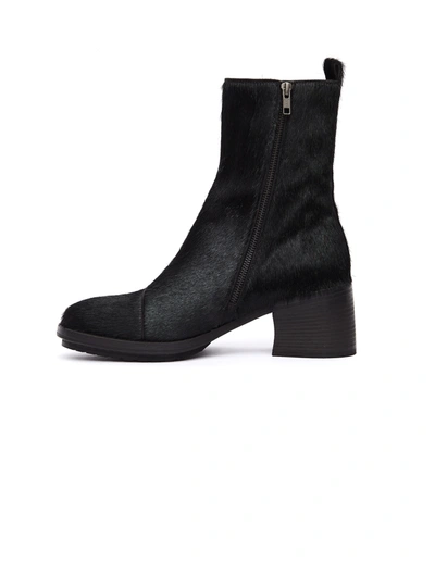 Shop Ann Demeulemeester Pony Hair Ankle Boots In Black