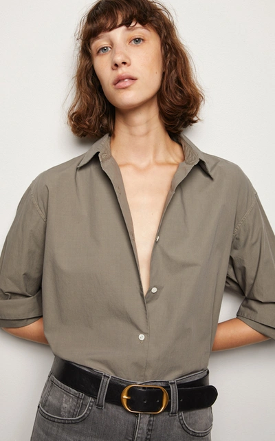 Shop Nili Lotan Women's Yorke Oversized Cotton Poplin Shirt In Grey