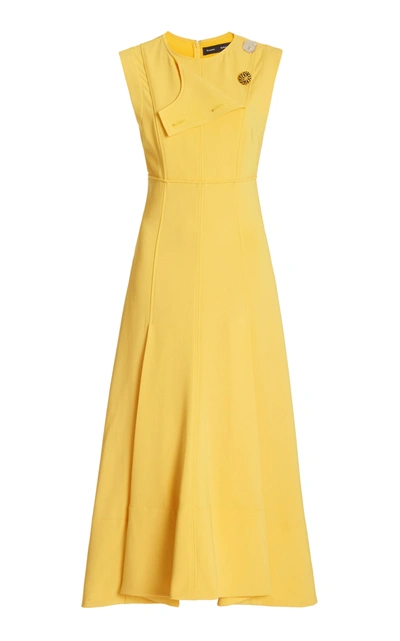 Shop Proenza Schouler Women's A-line Tiered Matte Crepe Dress In Yellow