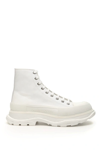 Shop Alexander Mcqueen Tread Sleek Boots In White White White (white)