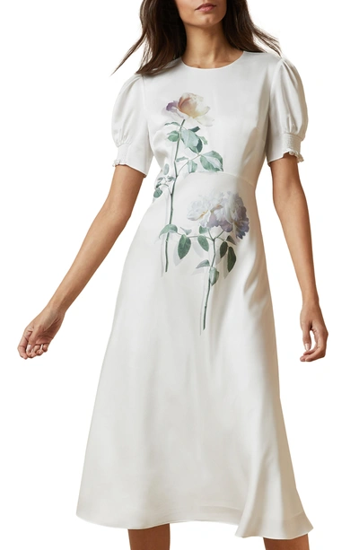 Shop Ted Baker Fleur Bouquet A-line Dress In Ivory