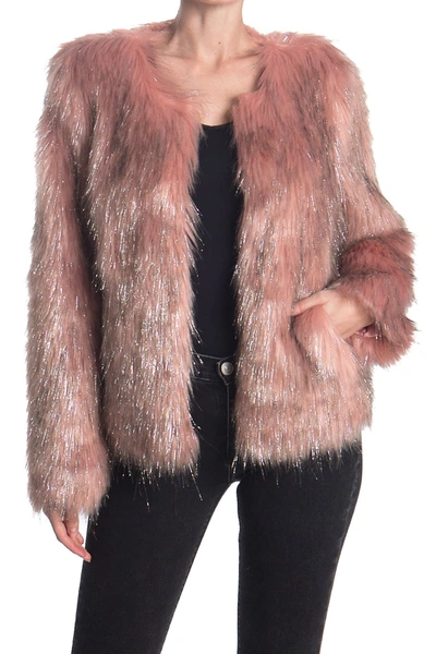 Shop Unreal Fur Fire And Ice Faux Fur Jacket In Dusty Pink/silver