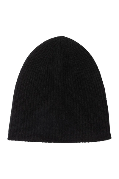 Shop Amicale Cashmere Double Layer Rib Knit Hat In 001blk