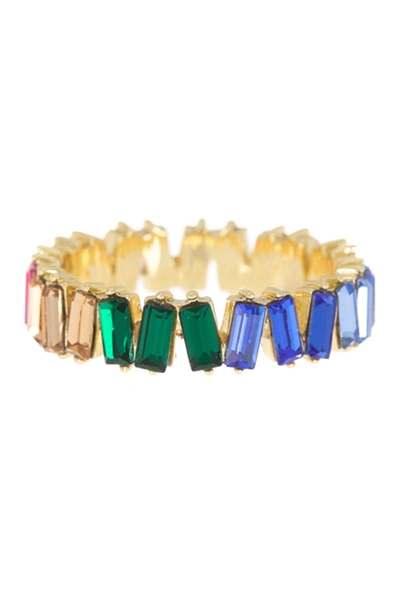 Shop Covet Rainbow Cz Baguette Eternity Ring In Multi