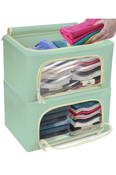 Shop Sorbus Teal Small Zip Window Fabric Storage Box