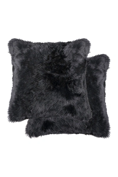 Shop Natural New Zealand Genuine Sheepskin Shearling Pillow In Black