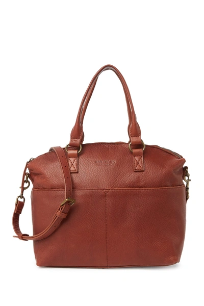Shop American Leather Co. Carrie Dome Satchel In Brandy Smooth