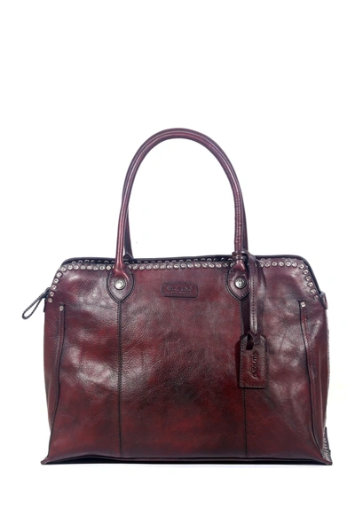 Shop Old Trend Soul Stud Leather Satchel Bag In Rusty Red