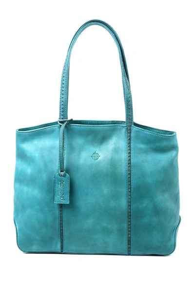 Shop Old Trend Dancing Bamboo Leather Tote In Aqua