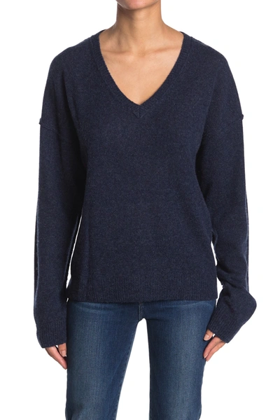 Shop 525 America Lightweight Cashmere V-neck Sweater In Dk Denim