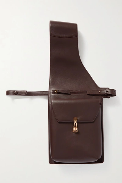 Shop Gabriela Hearst + Net Sustain Saddle Leather Shoulder Bag In Burgundy
