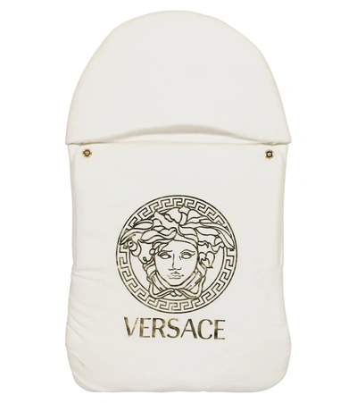 Shop Versace Baby Medusa Bunting Bag In White