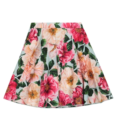 Shop Dolce & Gabbana Floral Cotton Poplin Skirt In Pink