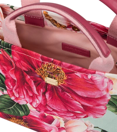 Shop Dolce & Gabbana Floral Canvas Tote In Pink